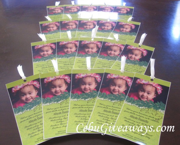 Hawaiian Theme Bookmark Invitations