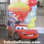 Serj riding Lightning McQueen - Standee